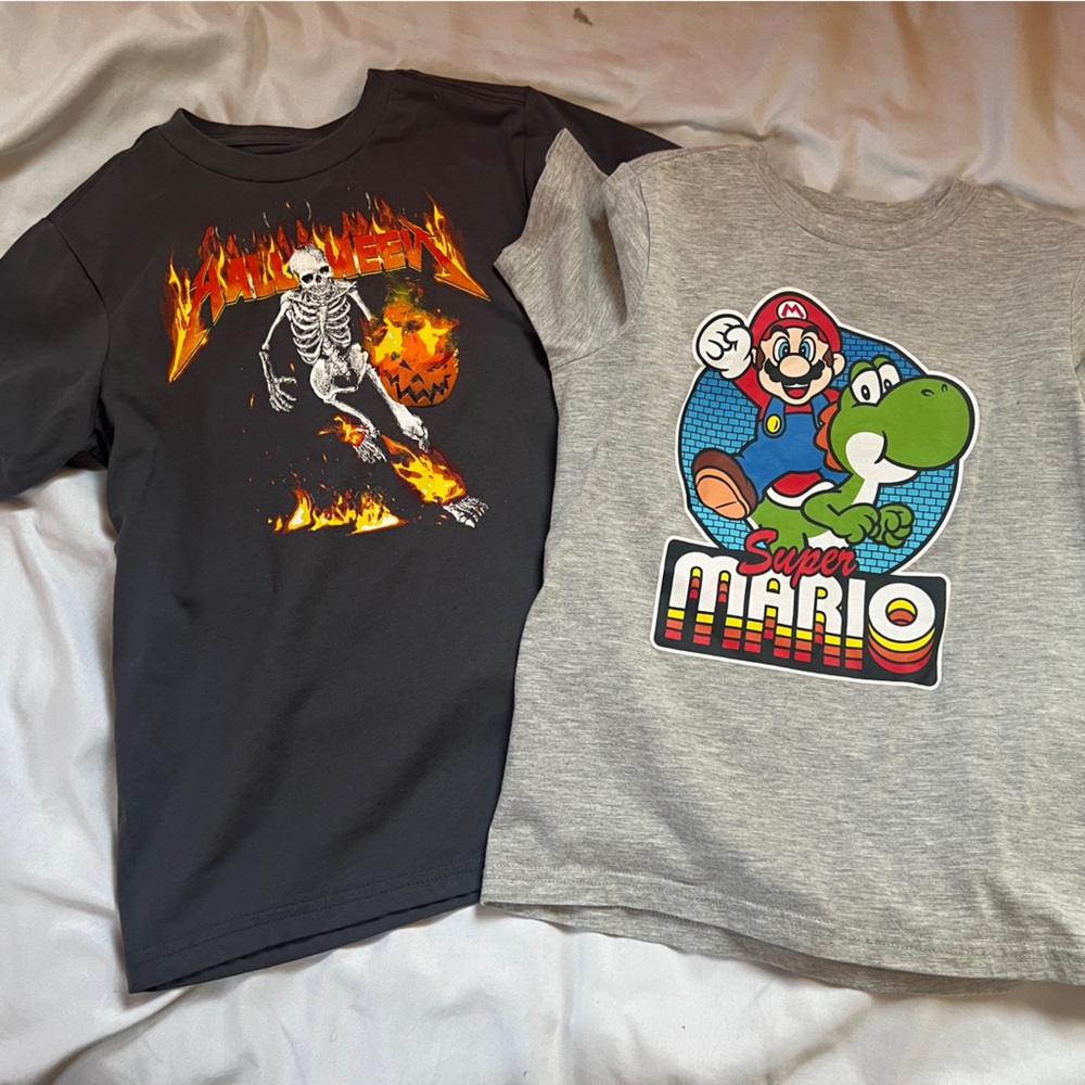 Graphic T-Shirts with Halloween and Super Mario Designs